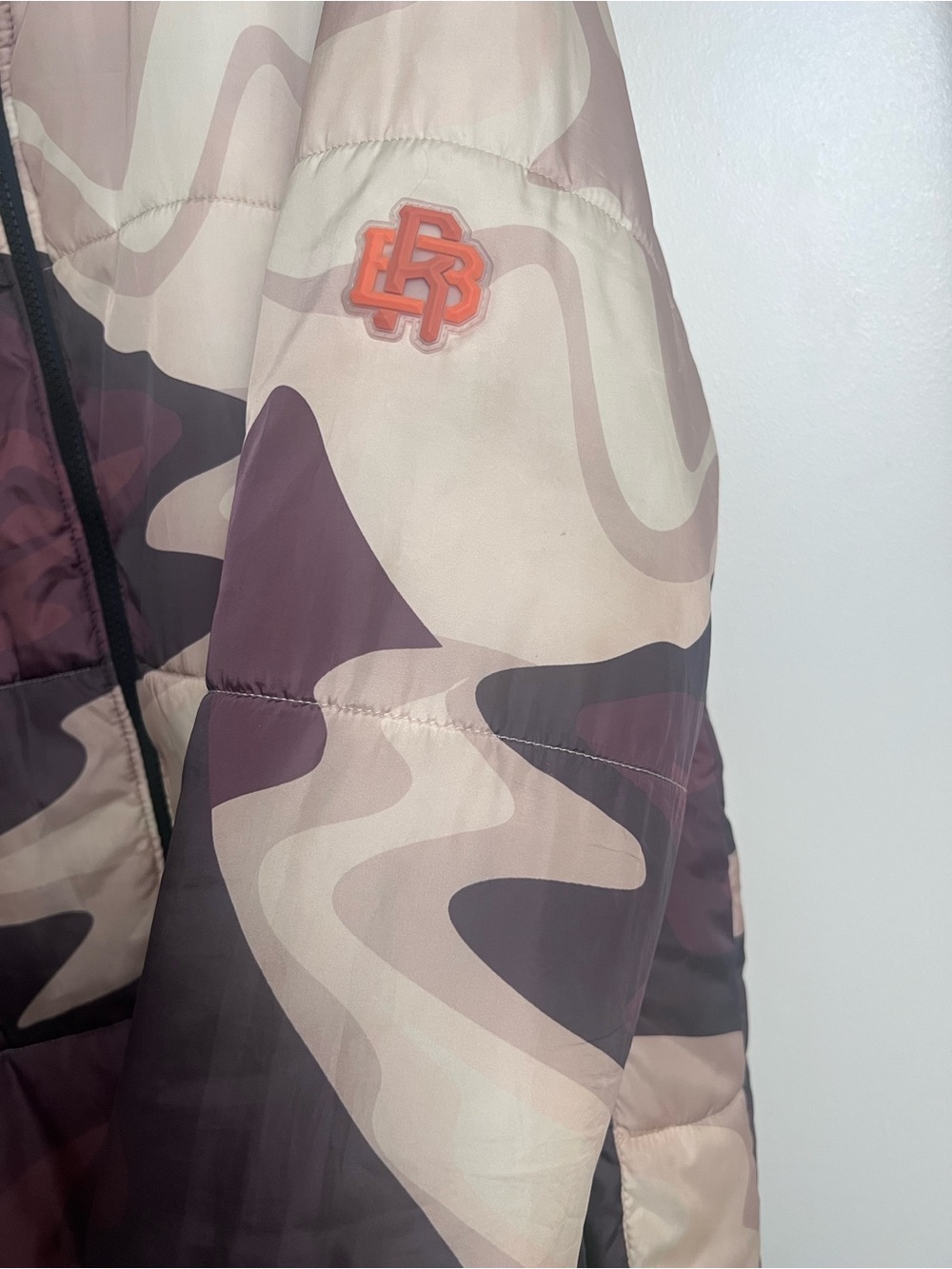 Reason NYC Hooded Camo Puffer Jacket Beige Brown Streetwear Large - Picture 5 of 8